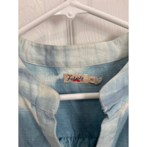 Faherty Faded Blue Vida Shibori Tie Dye Tiered Organic Cotton Dress XS - Picture 9 of 9